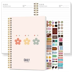 Minimalist Flower Spiral Notebook - A5 Daily Journal, 105 Pages for School, Office & Personal Use (Pink)