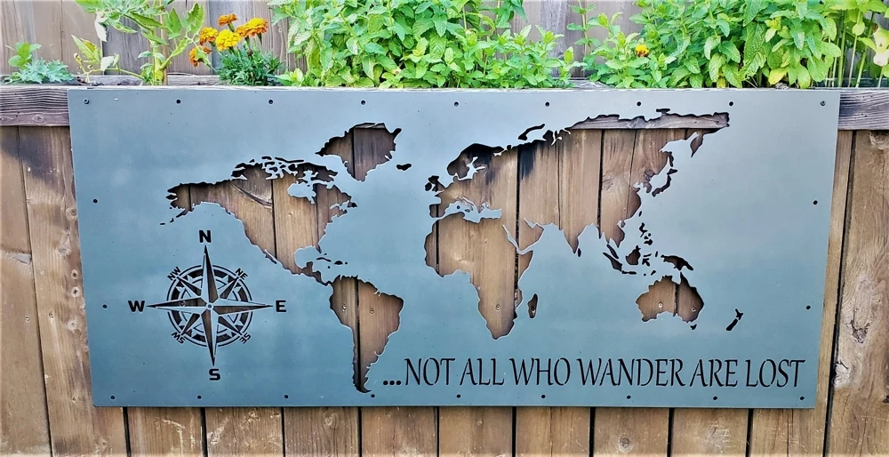 cnc wood router machine World Map Not All Who Wander are Lost Laser Cut DXF SVG PDF Vector Files Home Wall Décor router bits for wood