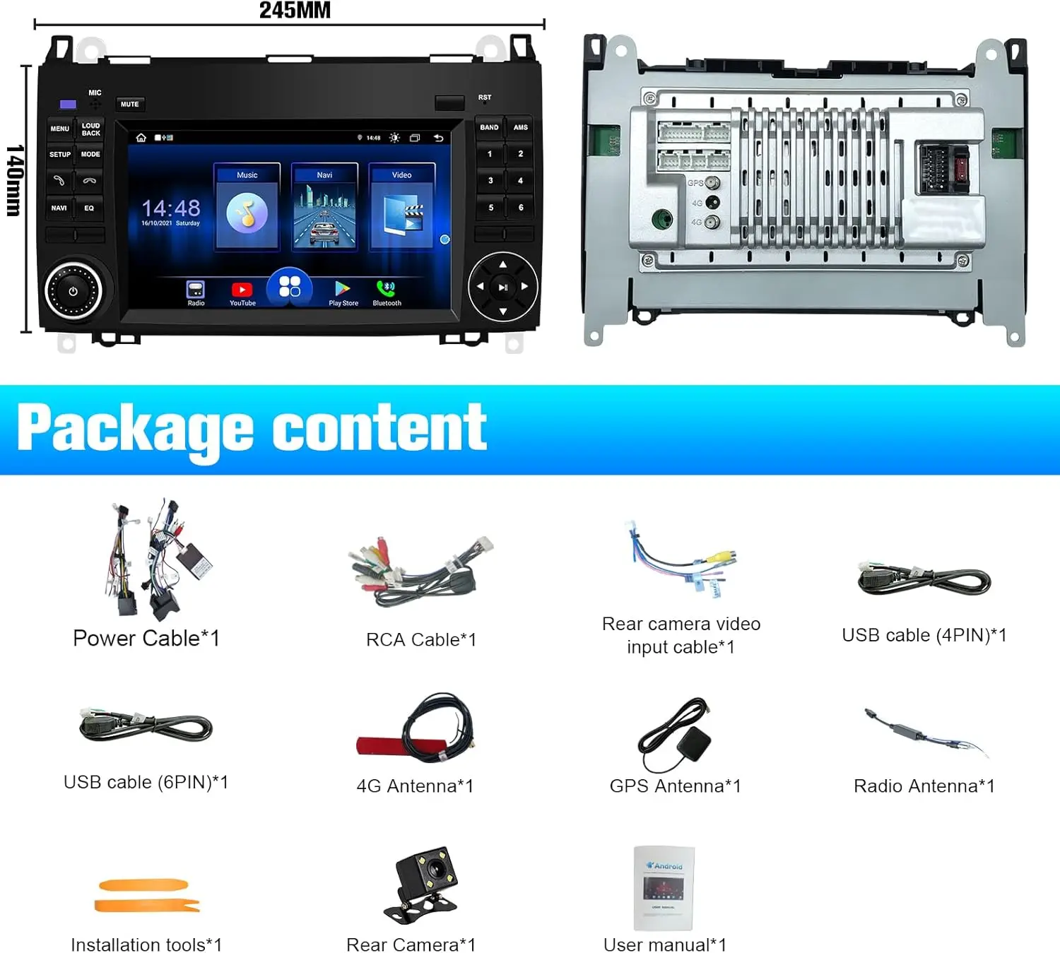 Car Radio For Mercedes Benz W169 B200 W245 W639 Vito Viano W906 Sprinter,7'' Tou