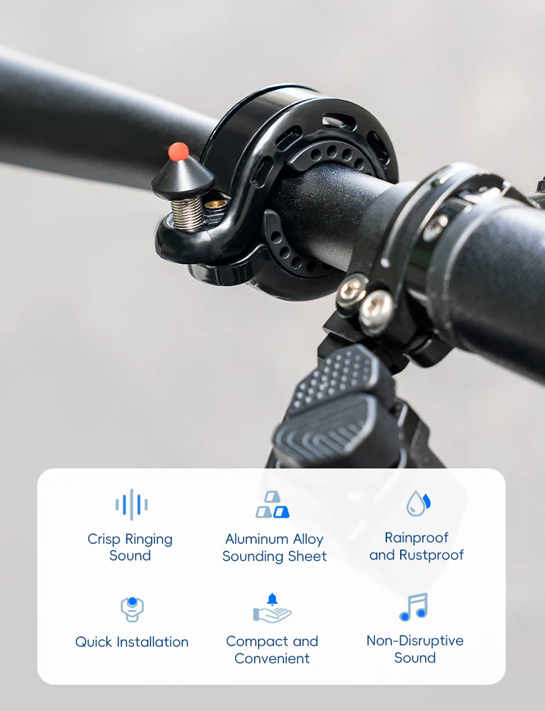 ROCKBROS Fahrradklingel Aluminiumlegierung MTB Rennrad Hupe Fahrradring Sicherheit Radfahren Lenker Fahrrad versteckter Alarm Fahrradzubehör – Detail 1