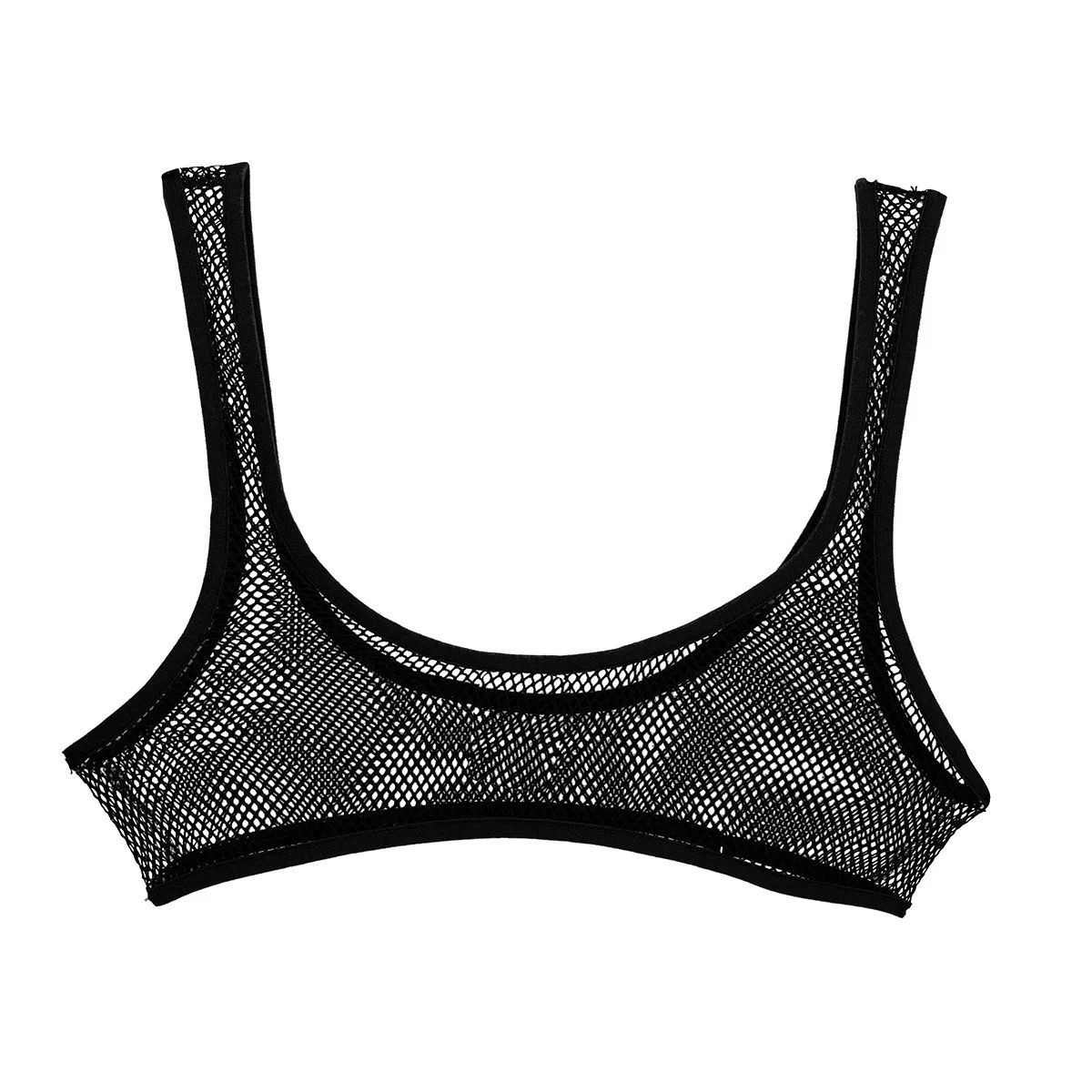 Womens Lingerie See Through Fishnet Bra Tops Hollow Out Wide Shoulder Straps Deep U-neckline Vest Tank Crop Top Hot Sexy Bra Top,erotic lingerie