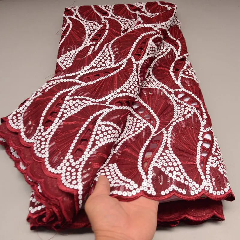 

Великолепная африканская кружевная ткань из органзы ручной работы, нигеривечерние Праздничная Роскошная вышивка блестками, 5 ярдов, французское Тюлевое кружево ML8643