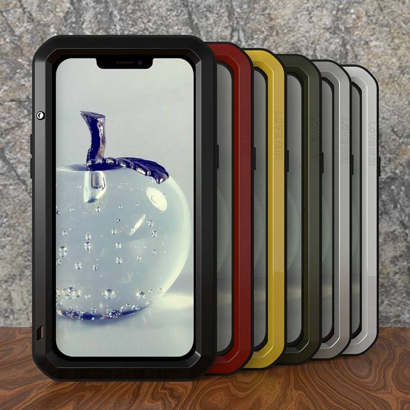 Love Mei Heavy Duty Protection Cases For Iphone 14 13 Pro Max Iphone13 Mini iphone14 Plus Metal Aluminum Armor Case Cover