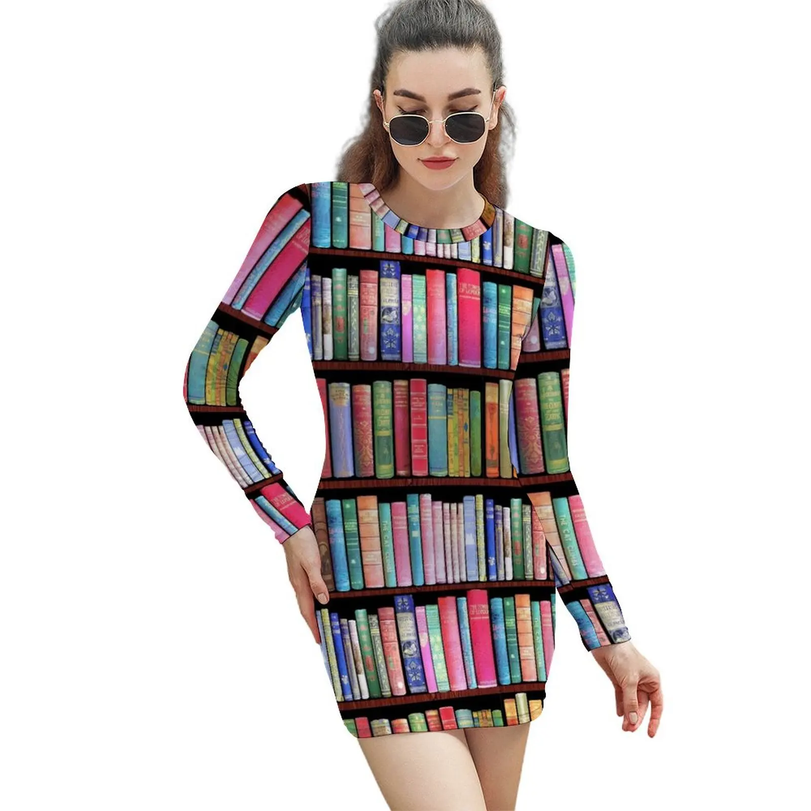 

Bookworm Antique book library, vintage book shelf Long-Sleeved Sheath Dress summer woman dress 2024 birthday dress