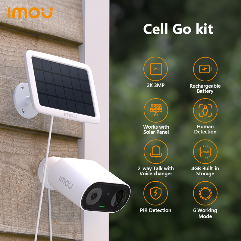 IMOU Cell Go with Solar panel Rechargeable Camera Wi-Fi Vlog feature Outdoor Surveillance Cameras PIR Human Detection IP65