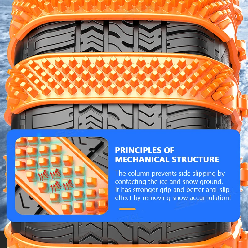 SEAMETAL 8pcs Car Snow Chains Driving SUV Off-road Outdoor Snow Tire Anti-skid Chain Thickened Tendon Winter Car Anti-skid Chain