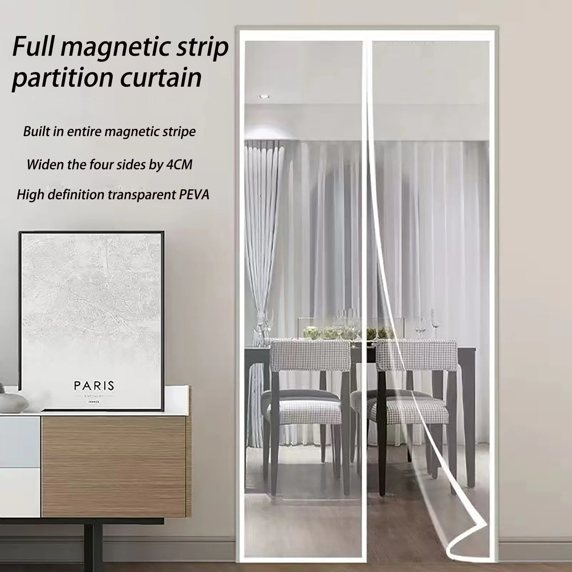 Winter magnetic transparent air conditioning door curtain kitchen barrier curtain windproof cold proof and warm magnetic door curtain