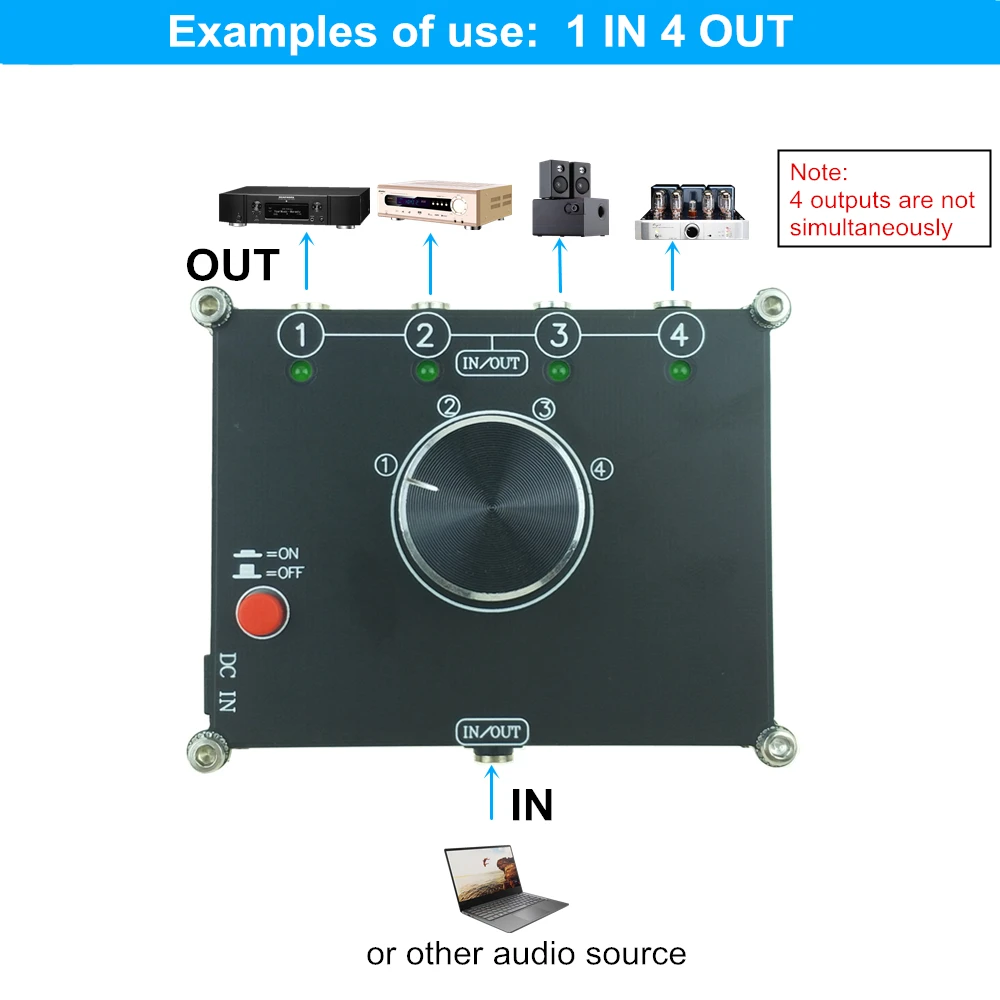 4 in 1 out 3 5 mm stereo audio switch 1 8 audio source input signal