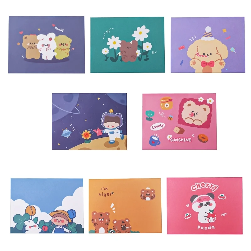 

Y1UB Mini Cartoon Greeting Card Gift Message Postcard Lovely Letter Writing Paper Invitation Card Postcard