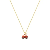 Colliers avec pendentif petit vin rouge cerise pour femmes, personnalité à la mode, fruits, chaîne dorée, bijoux de fête, cadeaux d'anniversaire 6
