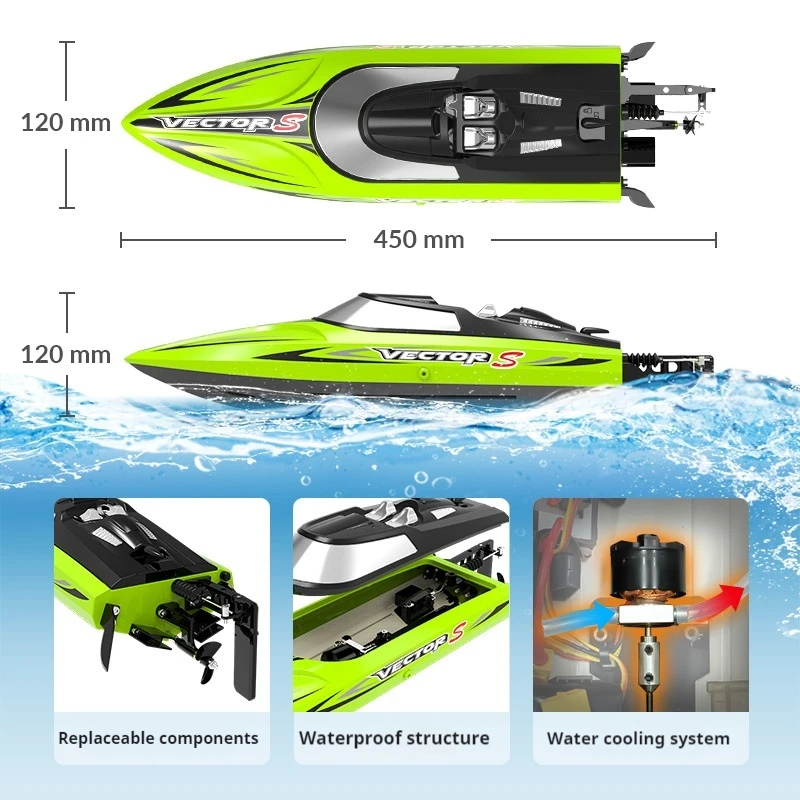 Orans Remote Control Boat Brushless 50km High-Speed Remote Control Speedboat Water Splashing Electric Remote Control Boat Kids 2