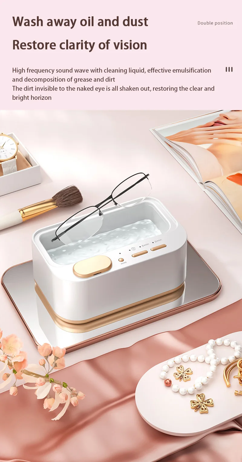 Description Picture 6 of itemIconic Brand Ultrasonic Cleaner Upgrated Portable Household Cleaning Machine Jewelry Glasses Makeup Brush High Frequency Ultrasonic