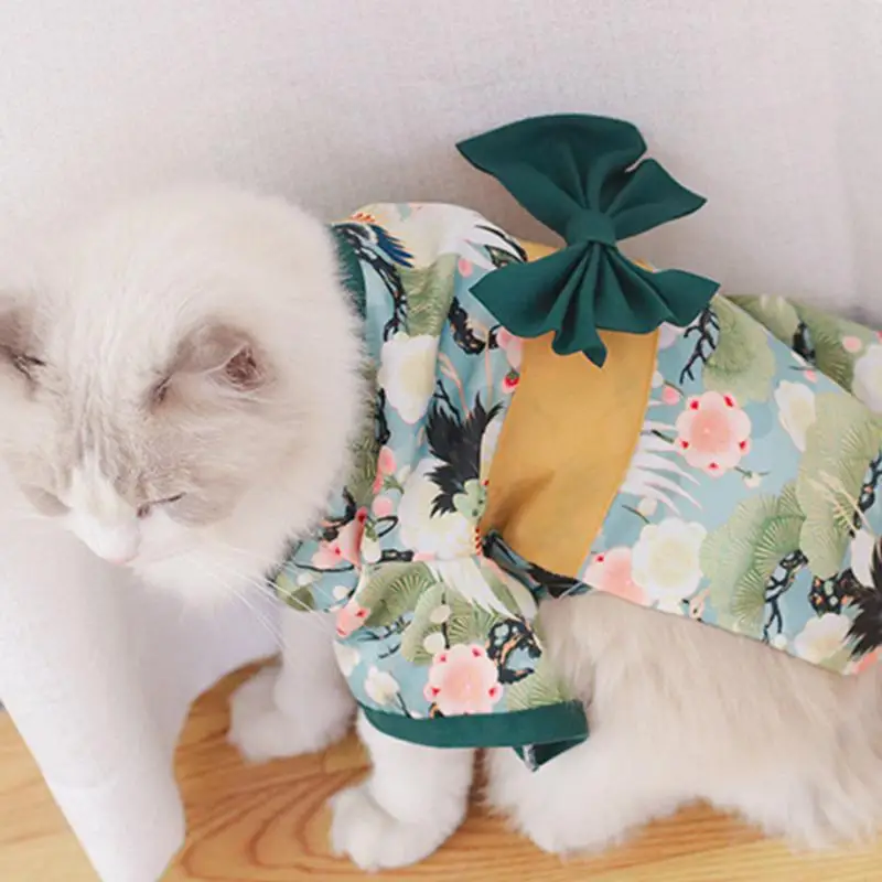 Pet Kimono Pet Clothes Dog Cat Kimono With Big Bowknot Japan Bowknot Costume Cat Cartoon Costume For Cats Dogs