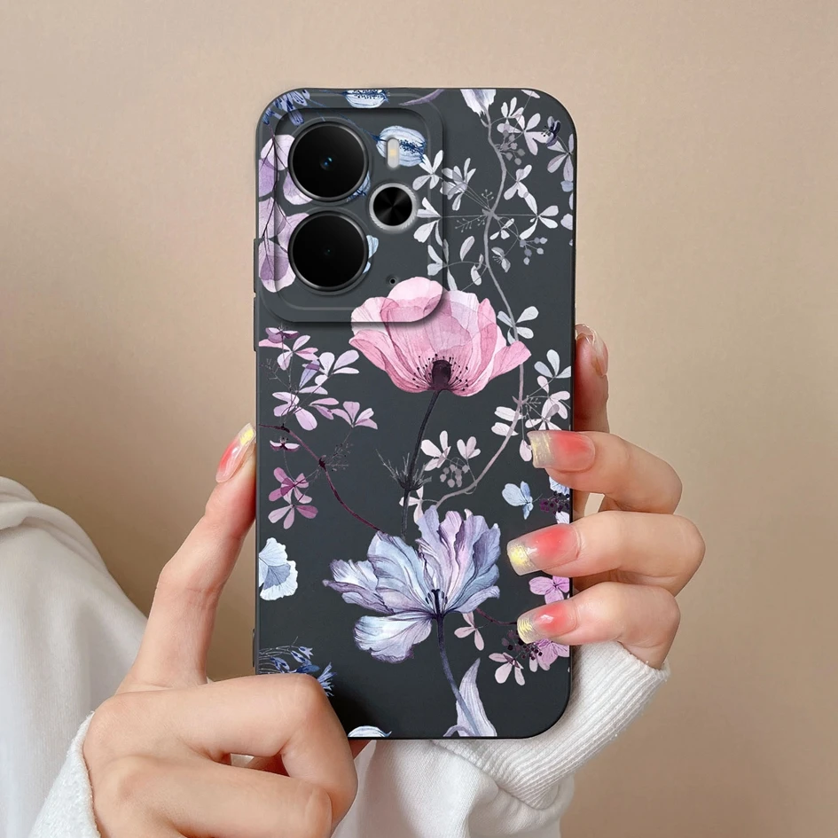 Luxury Floral Print Liquid Silicone Case - High Quality, Anti-Drop, Durable, Anti-Slip Housing