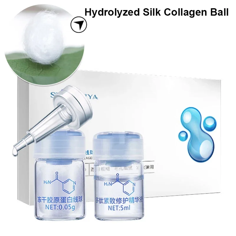 Korea Facial Hydrolyzed Silk Protein Collagen Thread Ball Serum Moisturiz Hydration Lifting Firm Fine lines Essence SkinCare 2