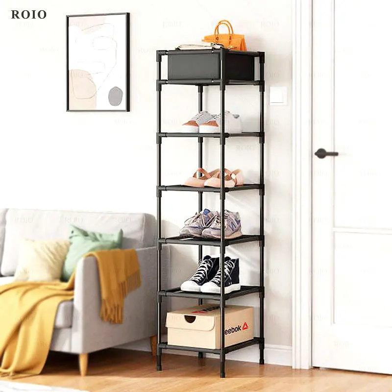 Vertical Shoe Rack Floor Storage Cabinet Living Room Hallway Space-saving Shelf Storage Organizer Home Simple Small Shoe Cabinet