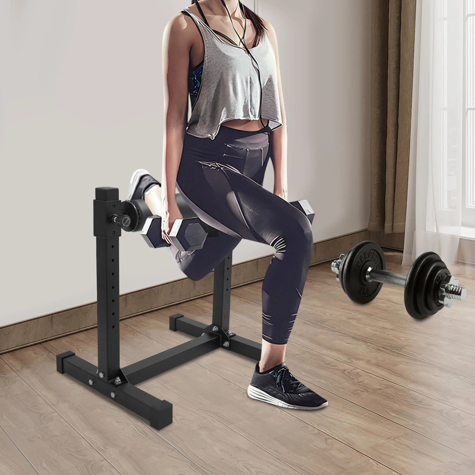 Verstellbarer Split-Squat-Ständer - 9 Höhenstufen, 200 kg Tragkraft, Heimfitness-Beintrainingsgerät für Balance & Kraft – Detail 1