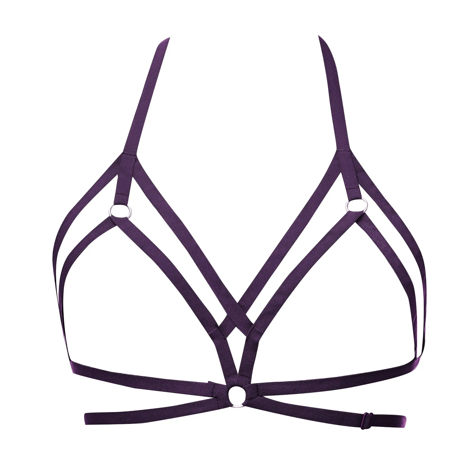 Sexy Bandage Lingerie Hollow Harness Lingerie Bustier Elastic Cupless Bra Hollow Out Elastic Strap Harness Bra For Women