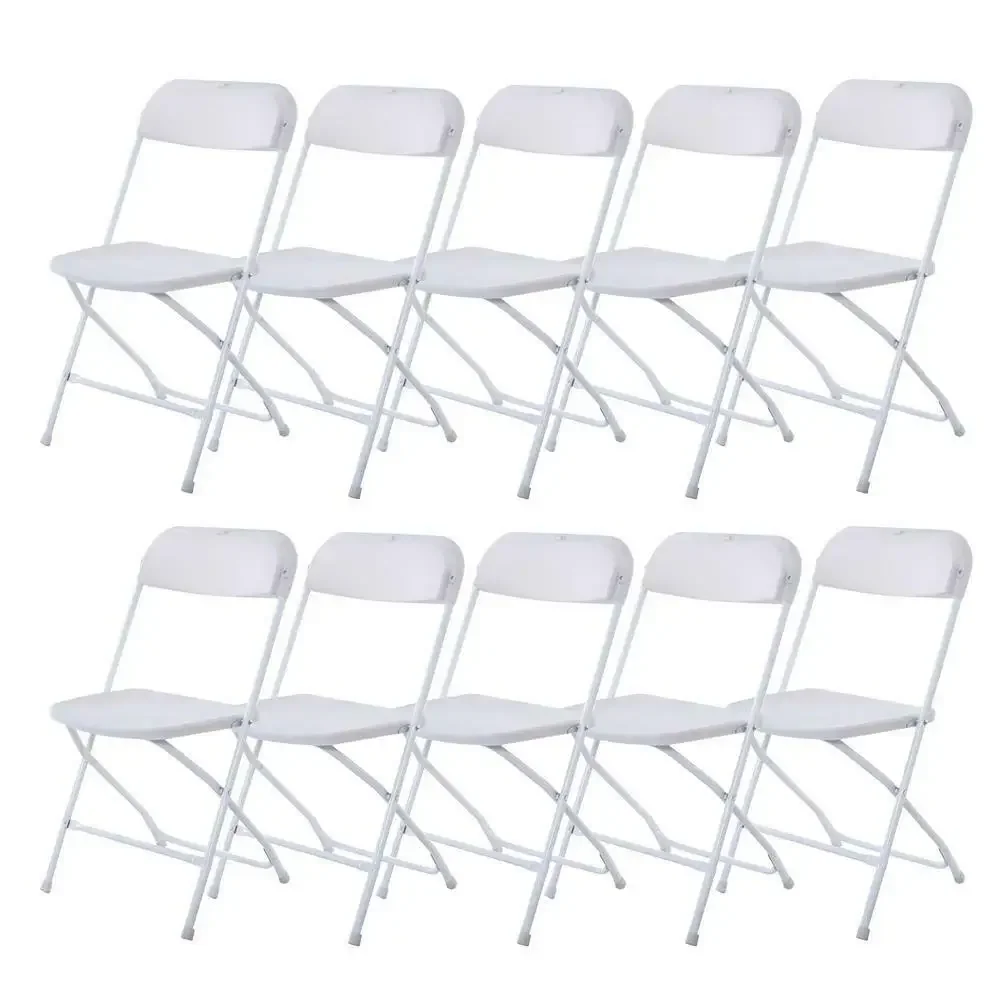 4/6/8/10/12/20Pcs Plastic Folding Chairs Stackable Wedding Party Camping Dining Seats, Home - White/Black 2