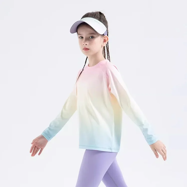 Children's Yoga Shirts Long Sleeve Boys Girls Sports Tops Gradient Loose Kids Sportswear Gym Tees Quick-dry T-shirts For Fitness 21 S6251be1114694c50b14b00c8713b93d7R