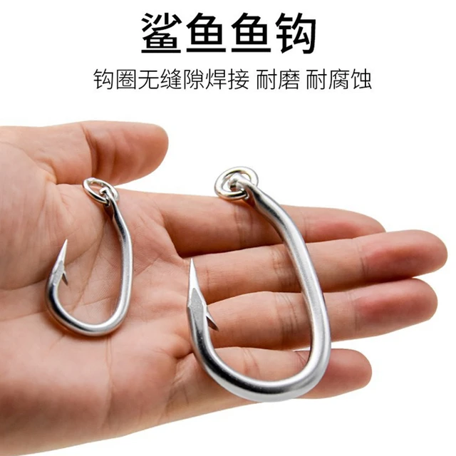 Large Size, With Ring,Shark Hook, Tuna Special Hook, Stainless Steel Sea  Fishing Hook, Loose With Barbed Sea Fishing Hole - AliExpress