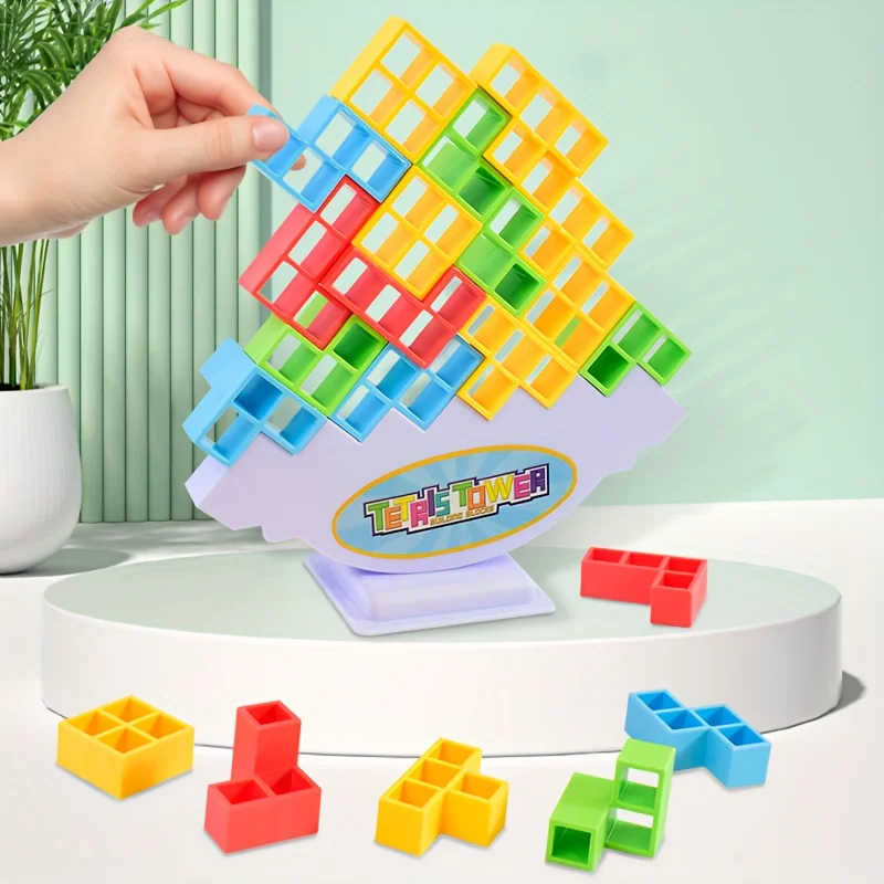 3D Tetra Tower Game Balance Building Blocks Stacking Toys Board