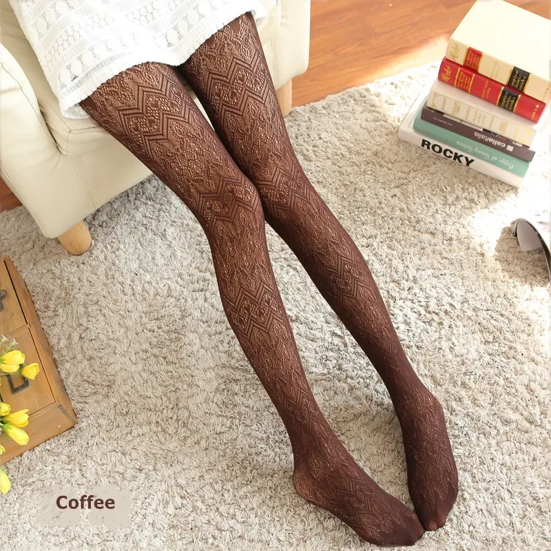 Witte panty voor dames, panty met bloemenkantpatroon, Lolita Tights witte uitgehold, kanten panty voor fijne panty met netpanty, rok kant wit