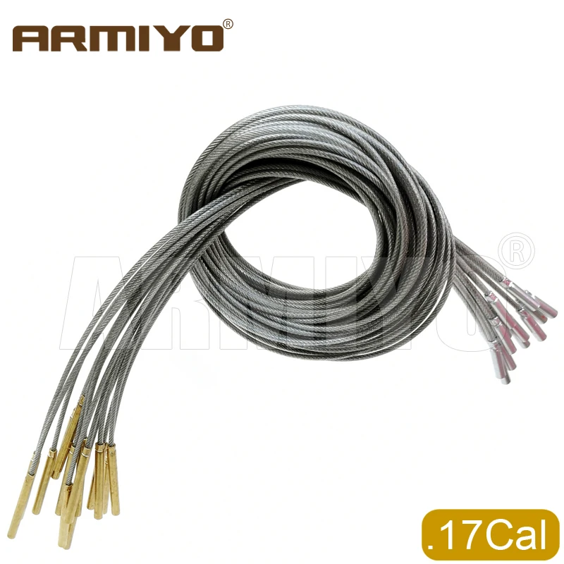 Armiyo Tactical .17Cal 4.5mm Pipeline Cleaning Hunting Gun Brush Brass Patch Holder Barrel Mop Cotton Kit 3mm Iron Draw Cable