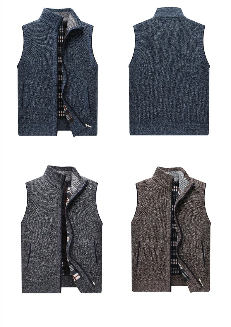 Pull Tricoté Pour Homme, Fermeture éclair 1/4, Col Montant