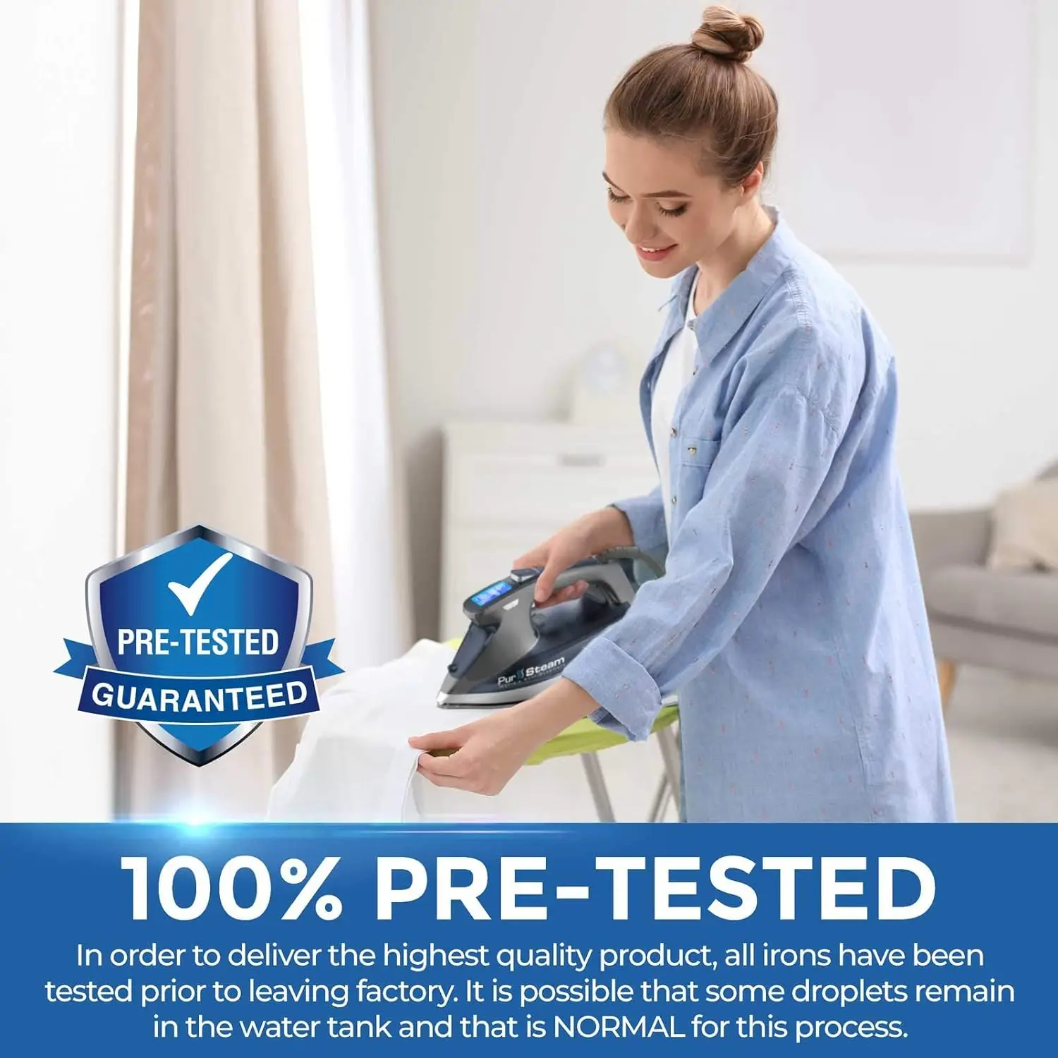 Steam Iron for Clothes 1800W with LCD Screen, Nonstick Ceramic Soleplate, Auto Shutoff, Anti-Drip, Self-Cleaning 5