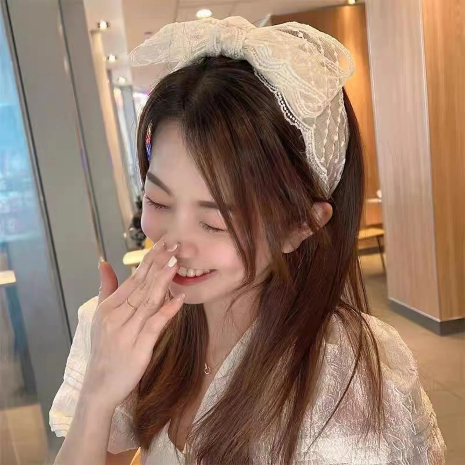 1PC Sweet lace oversized bow headband with wide edge mesh headband, hair accessory fairy