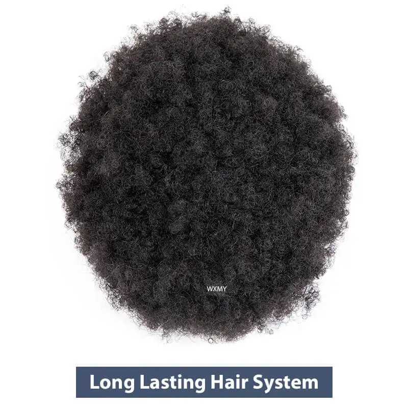 Afro Toupee For Men 6" Curly Wig Mono Male Hair Prosthesis 100% Natural Human Hair Men's Wigs Capillary Replacement System Unit 4