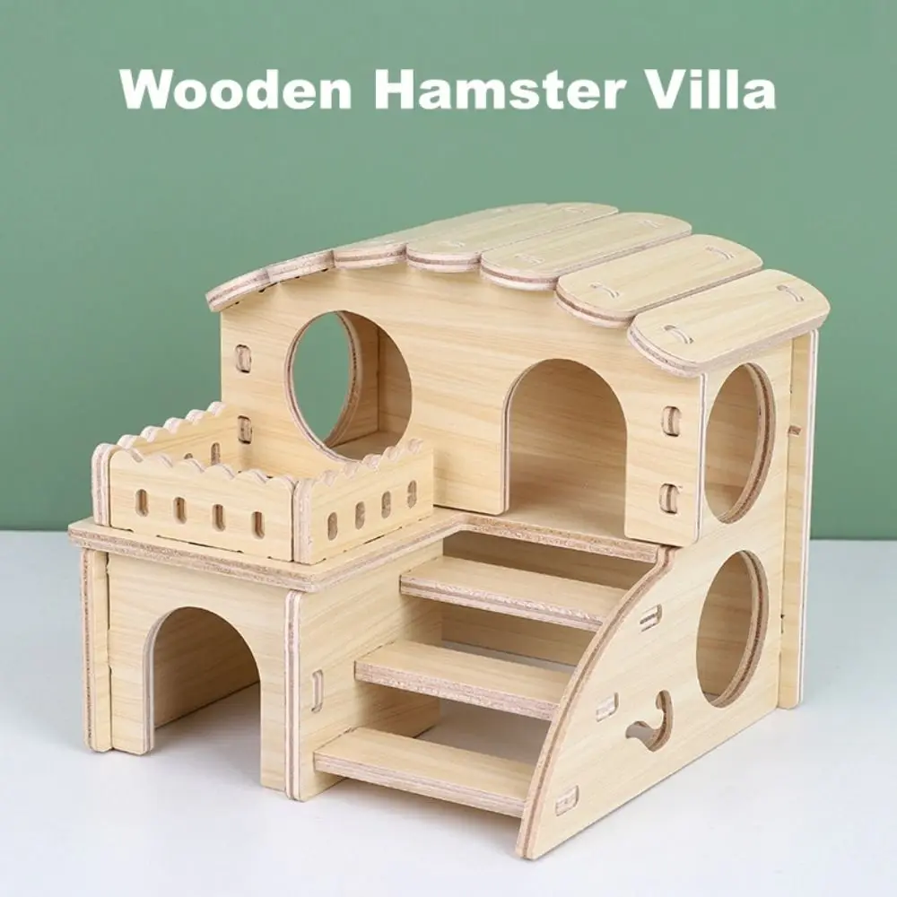 Nuova Villa in Legno per Criceti, Facile da Installare, Piattaforma Resistente, Accessori per Gabbie, Giocattolo da Arrampicata Masticabile per Criceti, Articoli per Animali Domestici - immagine 3