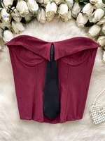 SINGREINY American Style Strapless Sexy Tank Tops Female Tie Bodycon Tank Tops Women Short Sleeveless Streetwear Tank Tops - Image 3