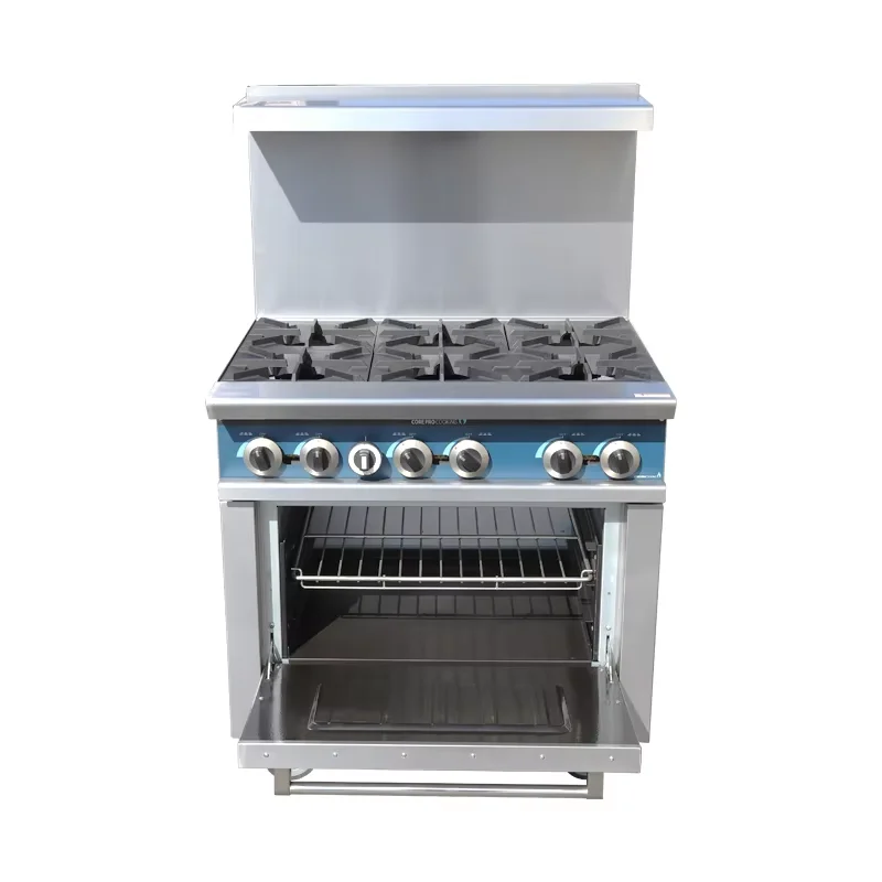 Highly Durable Commercial Gas Range Stove 6 Burner Stainless Steel Gas Cooker With Oven