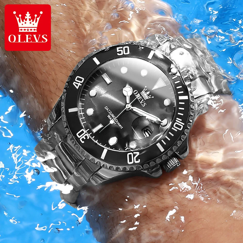 OLEVS Top Original Quartz Watch for Men Diving Series Stainles Steel Waterproof Man Watch Fashion Luxury Brand Men's Wristwatch 2