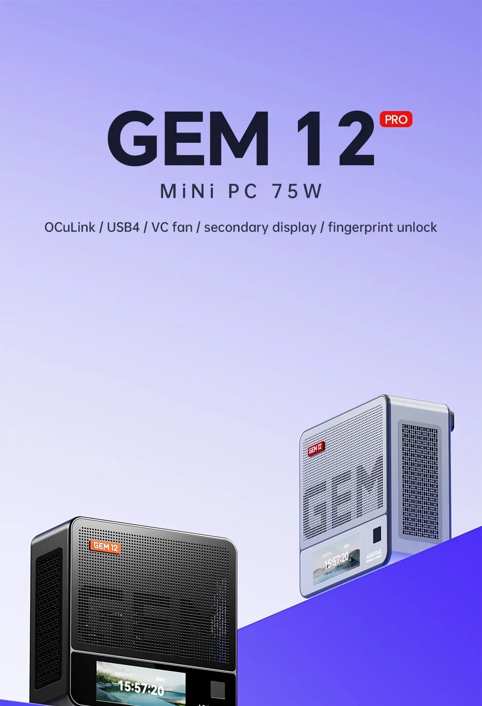 Aoostar GEM12 AMD Ryzen 7 8845HS Mini PC R7 7840HS R9 6900HX DDR5 32GB1TB PCIe4.0 SSD USB4 2*2.5GLAN WIFI6 BT5.2 Gaming Computer 3