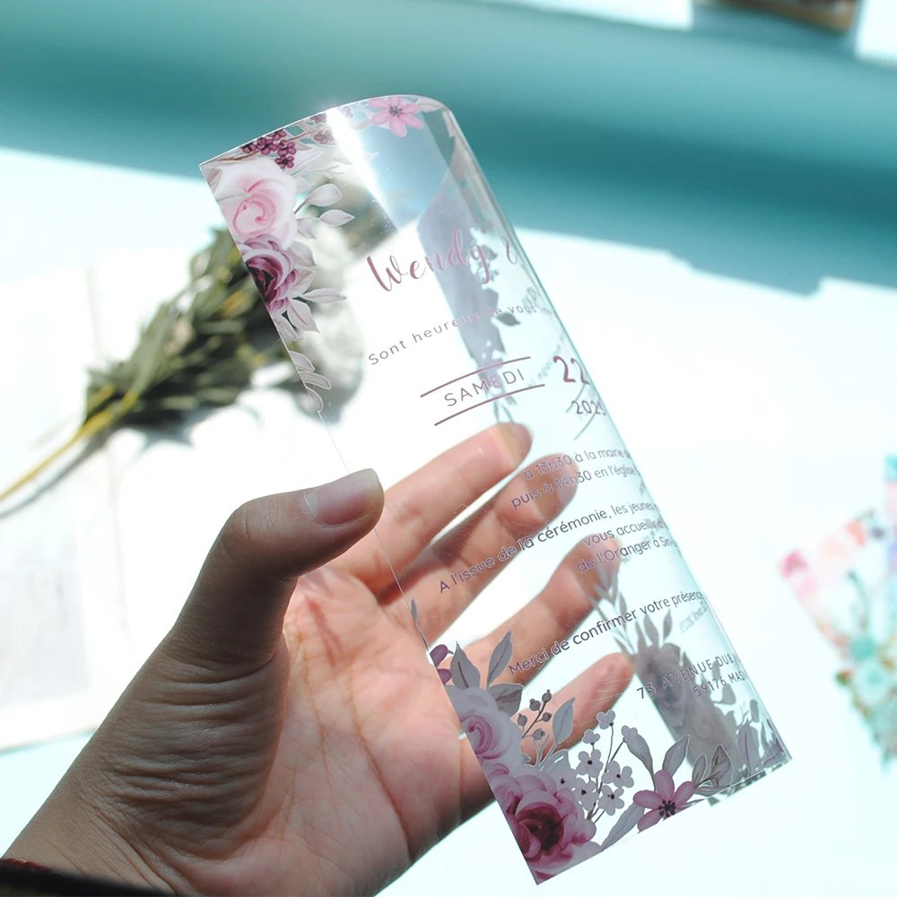 10pcs Transparent Personalized Printed Customized PVC Wedding Invitation Card Prayer wedding invitations