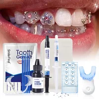 Kit de pierres précieuses dentaires, ensemble de colle diamant, bijoux, décorations de dents en cristal, Agent de liaison, Gel de gravure, adhésif orthodontique pour traitement léger, bricolage 1