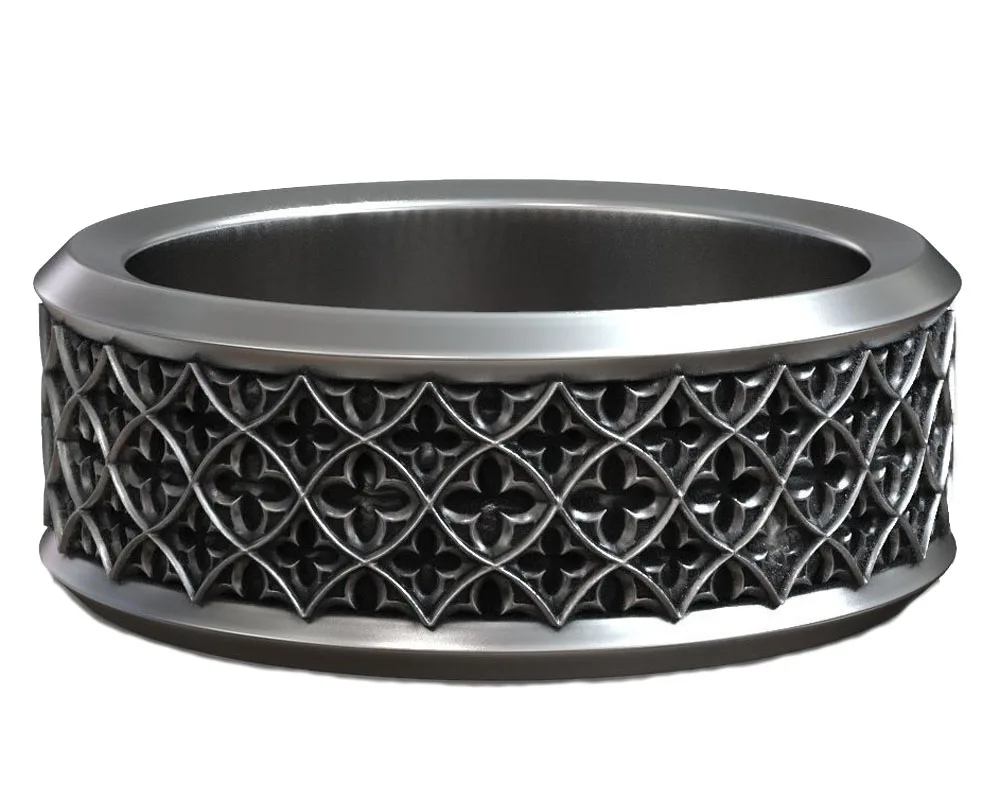 

Skull Head Roses Flower Thorns Square Engraved 925 Solid Sterling Silver Ring