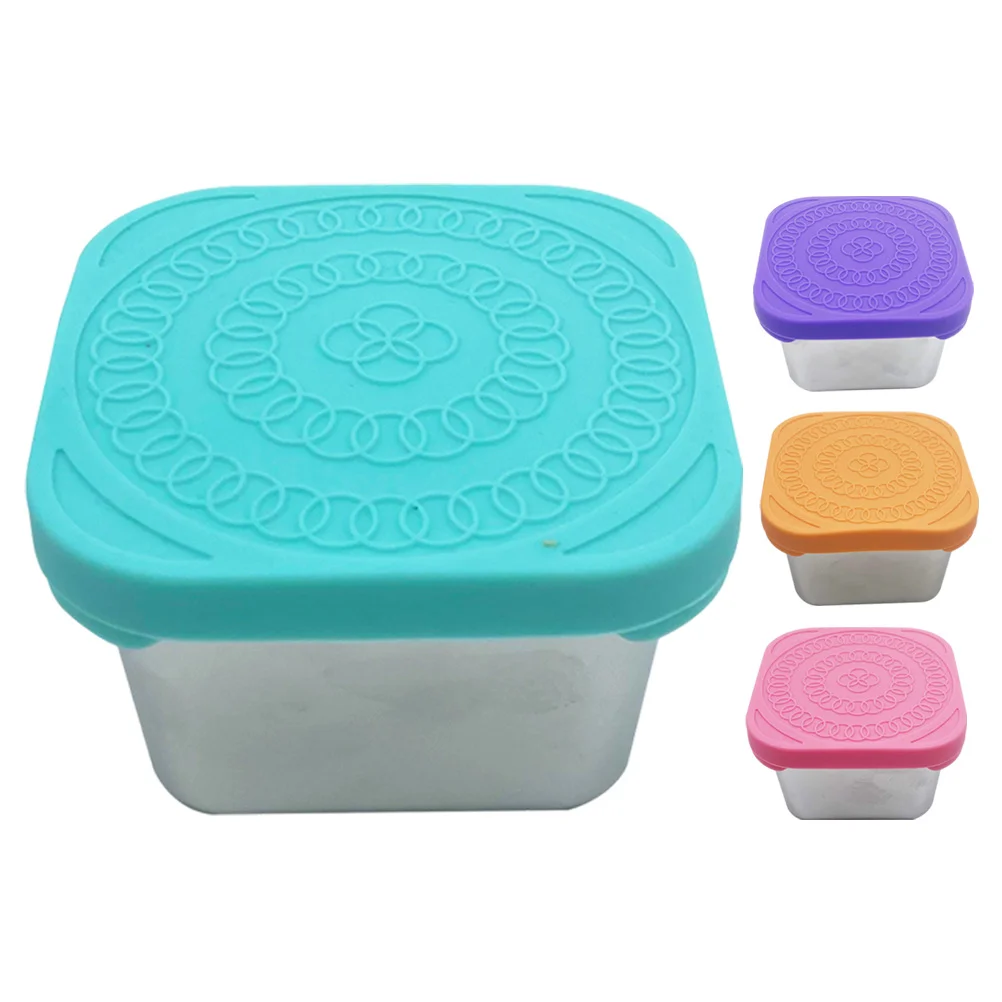 

4pcs Portable Dressing Box Leak-proof Salad Dressing Container Small Box with Silicone Lid