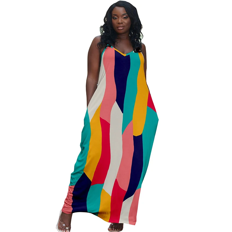 

Long African Dress Women V Neck Ankle Length Loose Robes Summer New Fashion Print Streetwear Dashiki African Maxi Dress Vestidos