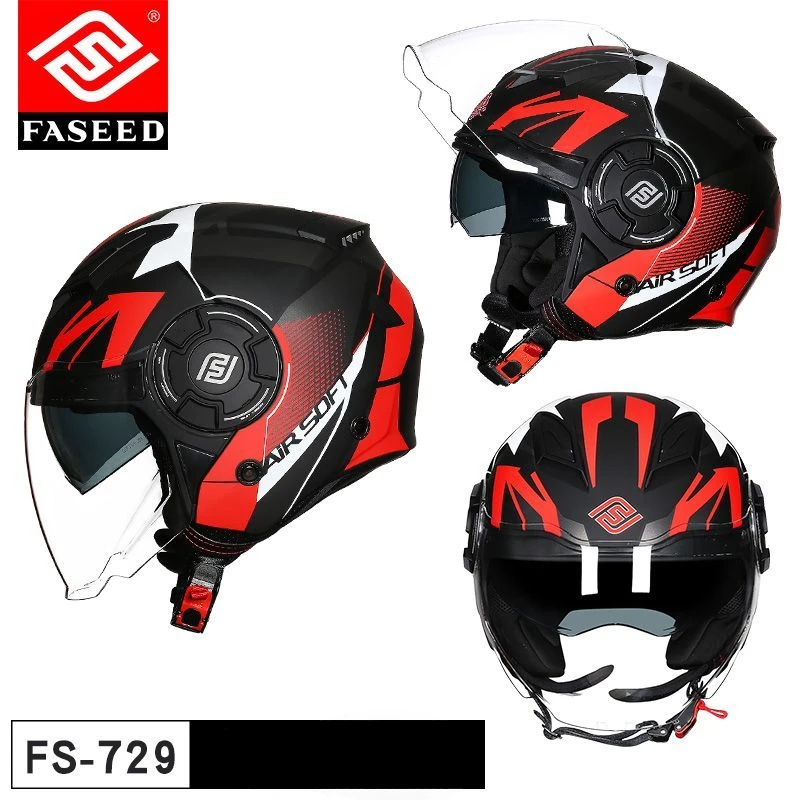 thumbnail image 1 of Casco de motocicleta FASEED de cara abierta con doble lente, medio casco, certificación DOT ECE para hombre y mujer, casco de motocicleta Cascos para motos, 1 of 5