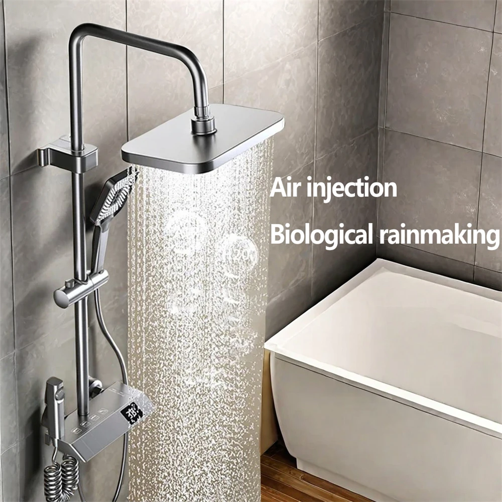 1 Piece Bathroom Wall Mounted Shower Set Multifunctional Practical Shower Kit Four Outlet Adjustable Water Pressure Temperature 3