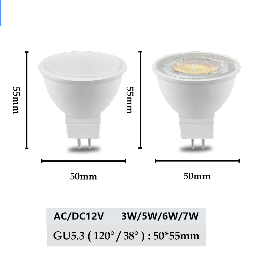 1-10PCS GU5.3 스팟 집중 인라인 LED MR16 AC/DC 12V 3W-7W 따뜻한 흰색 LED 홈 장식 조명은 50W 할로겐 스포트라이트를 대체합니다.