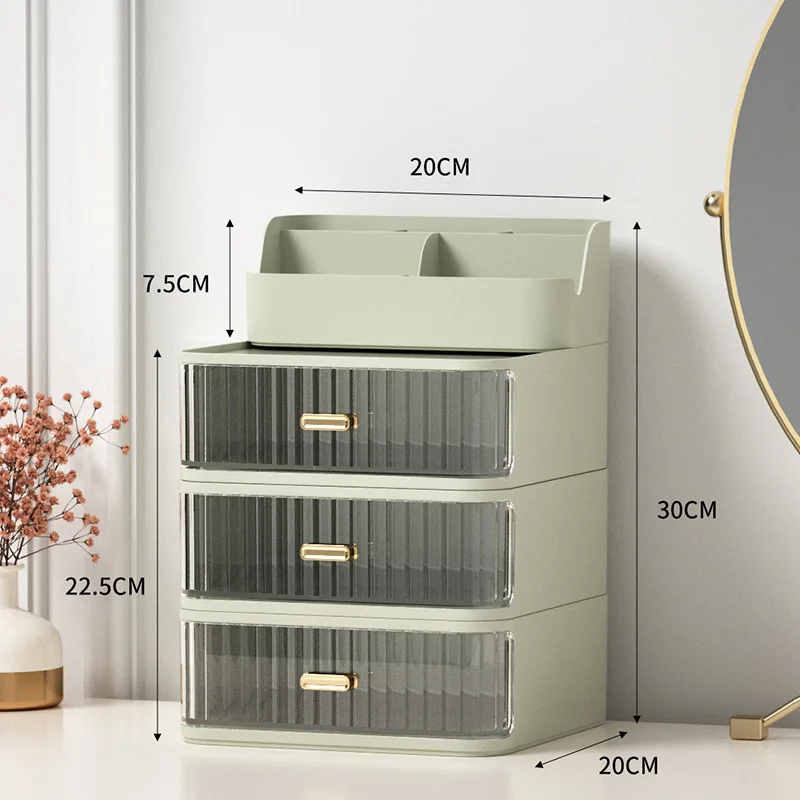 Luxury Makeup Organizer Cosmetic Storage Box Drawer Type Lipstick Skincare Makeup Brush Holder Desktop Make Up Container 6