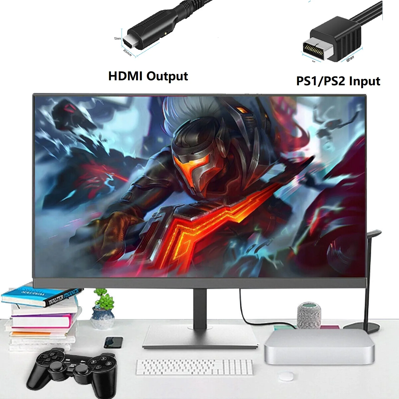 PS1 e PS2 para HDMI, conversor 1080p,