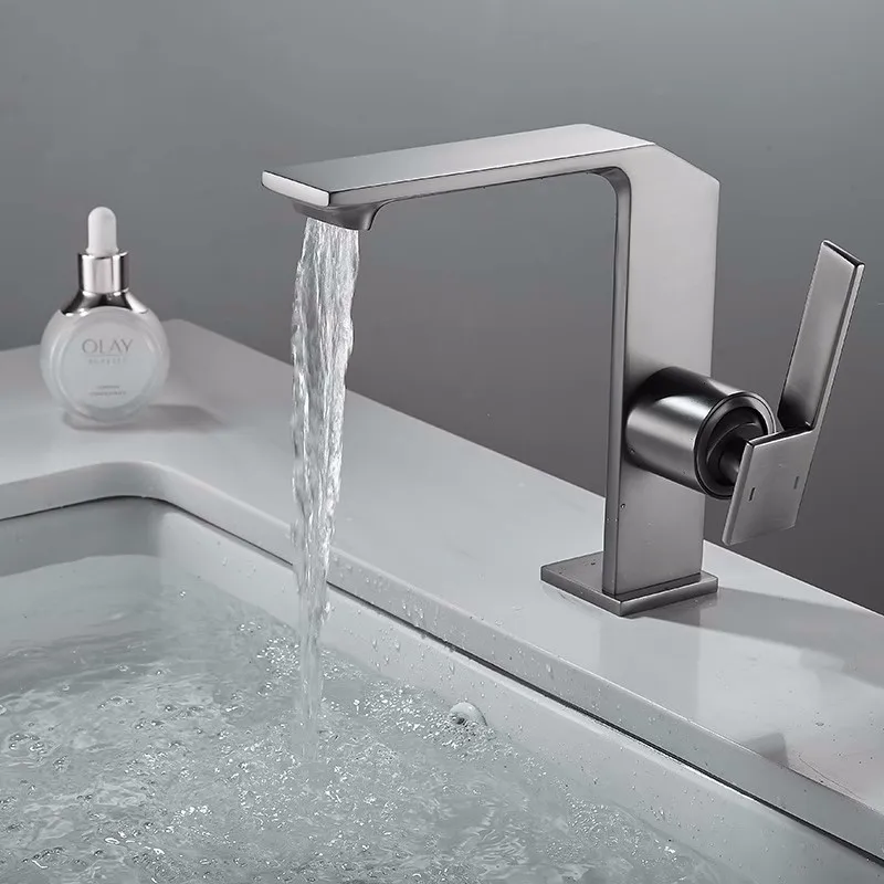 Grifo de cascada para lavabo, grifería de montaje en cubierta de agua  caliente/fría, latón creativo, un solo orificio, manija única - AliExpress