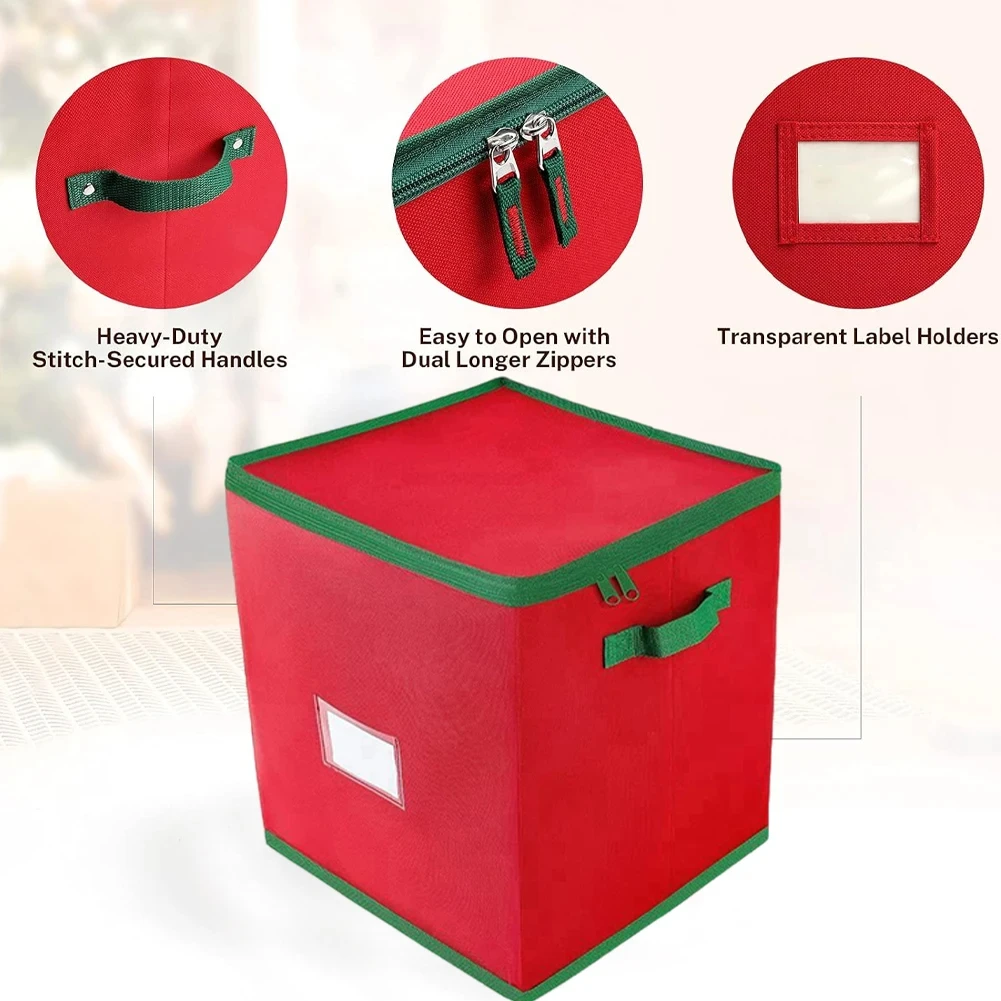 Christmas Ornament Storage Box with 4 Separate Removable Trays Storage Container keep 64 Holiday Ornaments & Xmas Accessories