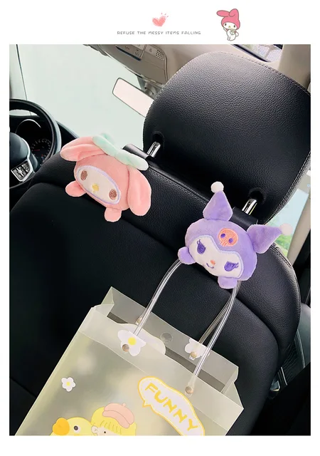 Sanrio Anime Kuromi Cinnamoroll My Melody Plüsch Auto Sitz Kopfstütze Haken  Auto Rücksitz Organizer Lagerung Halter Auto Zubehör - AliExpress
